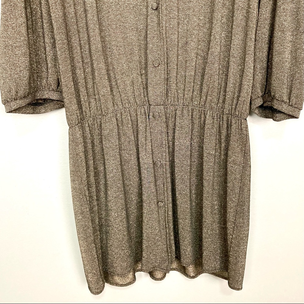 Amanda Uprichard Metallic Mini Dress Women’s Size L Button Front Elastic Waist - Picture 4 of 8